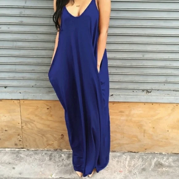 Royal Blue Maxi Dress NWOT - Picture 1 of 3